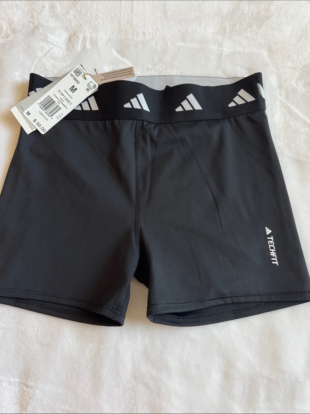 adidas Black Techfit Women’s Bike Shorts with Logo Waistband